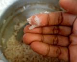 A picture of step 6 of Karela vadi matta/ red rice.