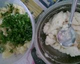 A picture of step 1 of Suji Aloo fingers.