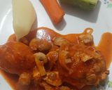 A picture of step 3 of Chicken in Tomato and Mushroom Sauce.