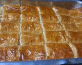A picture of step 2 of Baklava with Kunafa.