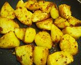 A picture of step 3 of Pan roasted potatoes.....served with pan fried goat meat.