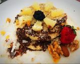 Foto del paso 4 de la receta: Pancakes de banana y avena con ananá, salsa de chocolate, coco y más! Súper saludable y fit