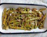 Foto del paso 2 de la receta: Espárragos y arvejas frescas salteadas con jamón cocido