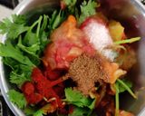 A picture of step 2 of Aachaari mango chutney.