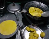 A picture of step 1 of Palak thepala.