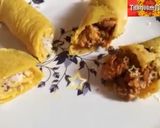 A picture of step 7 of Tasty Sweet & Spicy stuffed dosa using same batter.