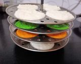 A picture of step 5 of Tricolour idlis.