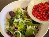Salad with crispy Iberian ham and pomegranate