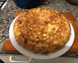 A picture of step 10 of Spanish Potato Omelette with Onion and Peppers.