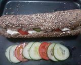 A picture of step 2 of Mozzarella Baguette sandwich.