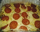 A picture of step 9 of Baked Spaghetti with Pepperoni.