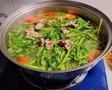 Hình bước làm 3 của món Canh rau muống thịt bò
