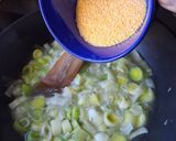 A picture of step 1 of Polenta Tart with Smoked Salmon and Leeks.