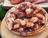 A picture of step 2 of Galician style octopus.