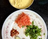 A picture of step 1 of Soft Makai Rotla Loaded With Veggies (Serve With Green Garlic Chutney & jaggery).