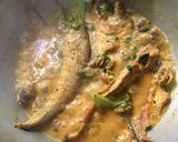 A picture of step 8 of Mustard and Broccoli Fish Curry.