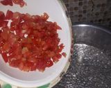 A picture of step 1 of Tomato egg soup  with  buttery patatos  swirls.