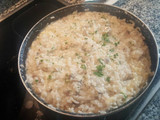 Risotto de champiñones y pollo