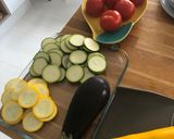 A picture of step 2 of Easy but fancy looking Ratatouille 🐀 🍆 🍅.