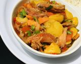 A picture of step 2 of Chicken and Veggies sauce.
