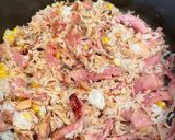 A picture of step 1 of Mixed Fried Rice with Ham and Rotisserie Chicken.