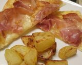 A picture of step 3 of Speck and scamorza triangle puffs.