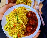 A picture of step 8 of Non-Fry Veg Manchurian and Chow Mein.