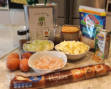 Foto del paso 1 de la receta: Quiche de gambas, puerros y calabacín