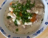 Tárkonyos karfiolleves, darált hússal recept fázis 4 fotója