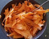 A picture of step 2 of Simple Side dishes: sweet potato ribbons with garlic spinach.
