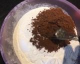 A picture of step 1 of Eggless Chocolate naked cake.