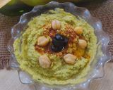 A picture of step 2 of Hummus with lavash.