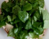 A picture of step 3 of My Crispy Bacon on Wholemeal 🥯 with 🍅 and 🥚 also Spinach.