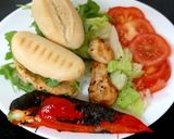 A picture of step 5 of My mini Chicken burgers, Salad & Char grilled Roast Pepper.