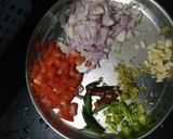 A picture of step 6 of Mutter paneer, paratha with zeera rice and dalfry.