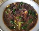 A picture of step 5 of Mexican black bean soup.