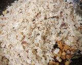 A picture of step 3 of Roti chivda (leftover chapati chura).
