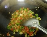 A picture of step 3 of Macaroani pulao with leftover boiled rice.