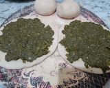 A picture of step 1 of Saag Wala paratha.