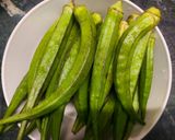 A picture of step 1 of No Onion No Garlic Special Okra / Bhindi Masala.