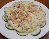 Foto del paso 3 de la receta: Tortilla de jamón y queso sobre lecho de vegetales