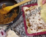 A picture of step 8 of Mutton Lasagna on stove.