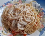 Foto del paso 7 de la receta: Espaguetis con verduras salteadas y salsa de queso