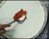 A picture of step 6 of Chicken fajitas pizza.