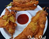 A picture of step 4 of Mirch Pakoras with dry Coconut and Tamarind.