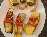 A picture of step 9 of Chistorra and Zucchini Pinchos.