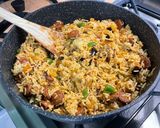 Une image de l'étape 15 de Riz aux chorizos, aubergine et poivron.
