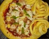 A picture of step 17 of Chicken Malai boti creamy floral pizza in pateela.