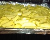 A picture of step 6 of Baked potato wedges served with beef.