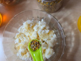 Postrecito de ricota o requesón con polen corbicular y miel de abejas 🐝🍯más nueces en solo un minuto